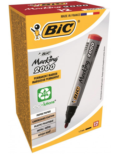 Marker permanent BIC 2000, rosu, 12 buc/cutie,8209133