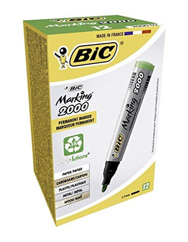 Marker permanent BIC 2000, verde, 12 buc/cutie,ROB-8209123