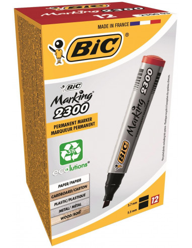 Marker permanent BIC 2300, rosu, 12 buc/cutie,ROB-8209233