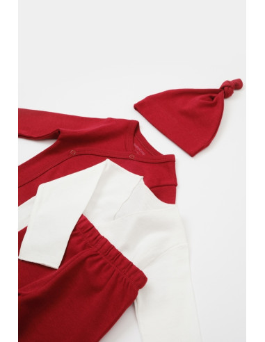 UP-BC-CSY5511,Set de 5 piese pentru nou nascut - 100% bumbac organic - Rosu, BabyCosy