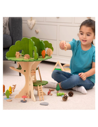 TIK-74059,Casuta din padure, set din lemn cu accesorii, TickiT