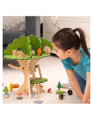 TIK-74059,Casuta din padure, set din lemn cu accesorii, TickiT