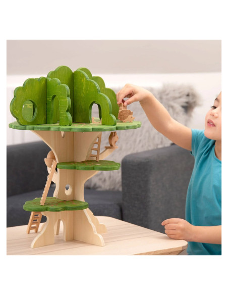 TIK-74059,Casuta din padure, set din lemn cu accesorii, TickiT