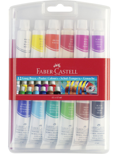 Set 12 buc x Tempera FABER-CASTELL FC121011, 12 ml, 12 culori/set
