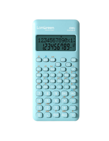 DLED240SR-R-BL,Calculator stiintific 12 digiti din plastic reciclat DELI, 240 functii, bleu longreen