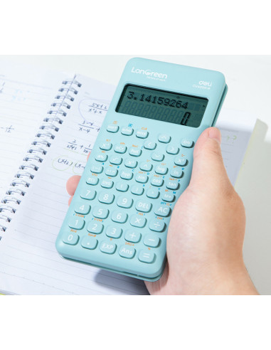 DLED240SR-R-BL,Calculator stiintific 12 digiti din plastic reciclat DELI, 240 functii, bleu longreen DLED240SR-R-BL,Calculator stiintific 12 digiti din plastic reciclat DELI, 240 functii, bleu longreen