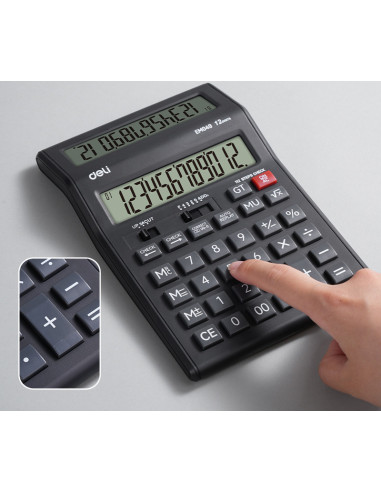 DLEM049,Calculator birou 12 digiti M049 DELI, display dublu, Negru DLEM049,Calculator birou 12 digiti M049 DELI, display dublu, Negru
