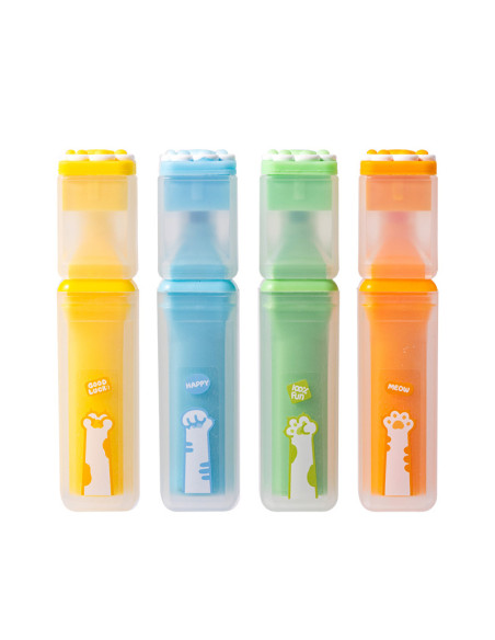 DLEU350,Set 4 buc x Textmarker forma patrata DELI, motiv Cats