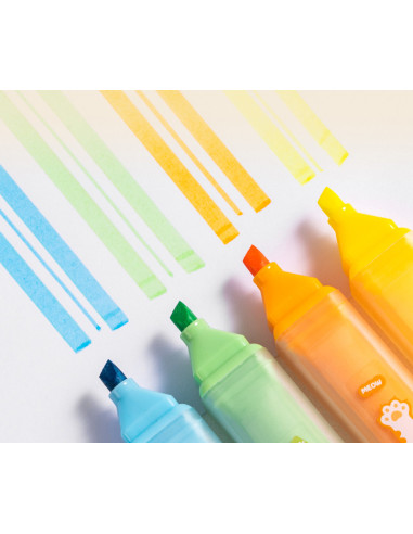 DLEU350,Set 4 buc x Textmarker forma patrata DELI, motiv Cats