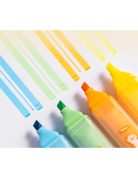 DLEU350,Set 4 buc x Textmarker forma patrata DELI, motiv Cats