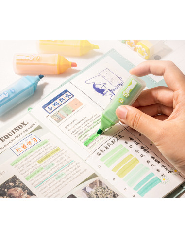 DLEU350,Set 4 buc x Textmarker forma patrata DELI, motiv Cats