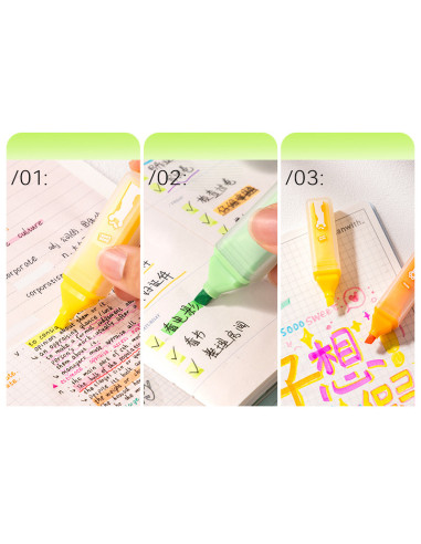 DLEU350,Set 4 buc x Textmarker forma patrata DELI, motiv Cats