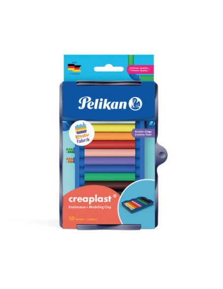 604543,Set 10 buc x Plastilina PELIKAN Creaplast in tavita pentru set kreativfabrik, 10 culori