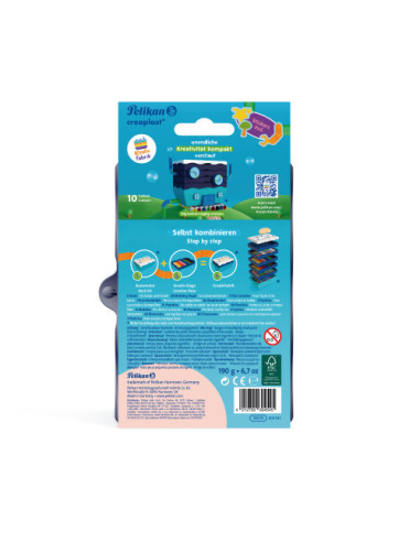 604543,Set 10 buc x Plastilina PELIKAN Creaplast in tavita pentru set kreativfabrik, 10 culori