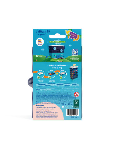 604543,Set 10 buc x Plastilina PELIKAN Creaplast in tavita pentru set kreativfabrik, 10 culori