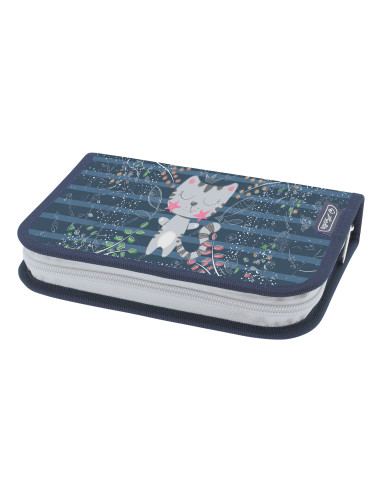 400198289,Penar echipat HERLITZ cu 2 clape, 34 piese, 13.5 x 19.5 x 3.5 cm, motiv Chill Cat
