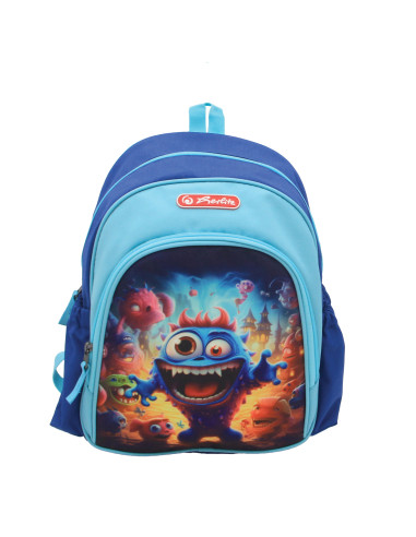 400198075,Rucsac HERLITZ cool, usor, poliester reciclat rezistent la apa, motiv Blue Monster
