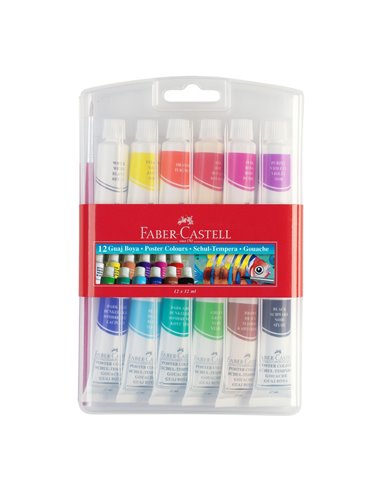 Set 12 buc x Tempera FABER-CASTELL FC121011, 12 ml, 12 culori/set