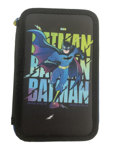 BMPE2503-1,Penar neechipat PIGNA, 3 fermoare, motiv Batman, Negru