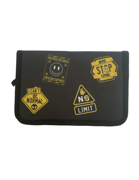 EJPE2501-1,Penar neechipat PIGNA, 1 fermoar, 2 extensii, motiv Emoji, Negru