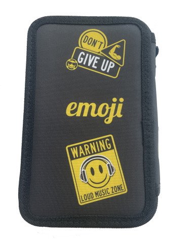EJPE2503-1,Penar neechipat PIGNA, 3 fermoare, motiv Emoji, Negru