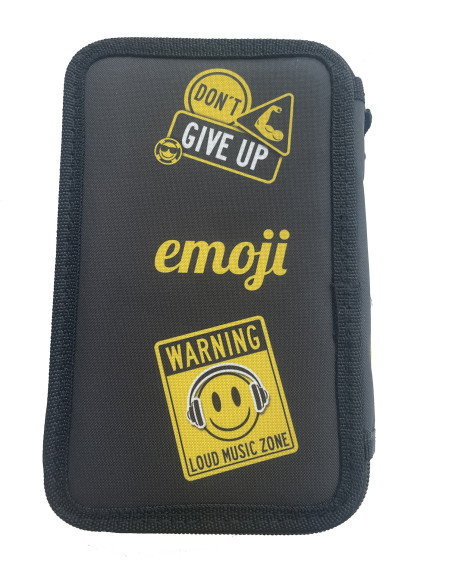 EJPE2503-1,Penar neechipat PIGNA, 3 fermoare, motiv Emoji, Negru