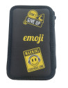 EJPE2503-1,Penar neechipat PIGNA, 3 fermoare, motiv Emoji, Negru