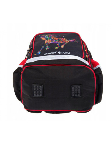 G342,Ghiozdan Starpak 396187 Sweet Horses 2, 39 x 29 x 19.5 cm, negru cu rosu G342,Ghiozdan Starpak 396187 Sweet Horses 2, 39 x 29 x 19.5 cm, negru cu rosu