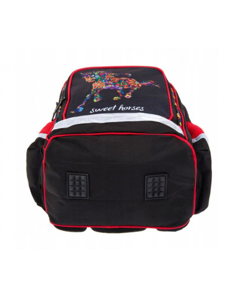 G342,Ghiozdan Starpak 396187 Sweet Horses 2, 39 x 29 x 19.5 cm, negru cu rosu G342,Ghiozdan Starpak 396187 Sweet Horses 2, 39 x 29 x 19.5 cm, negru cu rosu