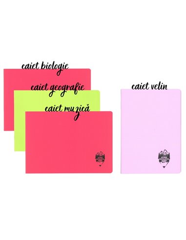 Set caiete Daco coperta plastic - Muzica + Biologie + Geografie + Velin, Fete
