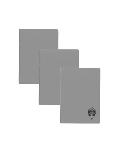 Set 3 x Caiet Daco A5, 48 file, 70g/mp, matematica, coperta plastic, Gri