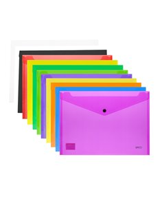 Set 12 x Mapa plastic cu capsa A4  Daco, 200 microni, Culori fluorescente