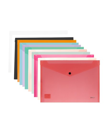 Set 12 x Mapa plastic cu capsa A4  Daco, 200 microni, Culori pastel