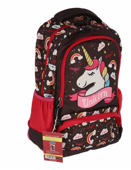 SWUNICOR01,Ghiozdan scoala Pigna, pentru clasa 0, 3 fermoare, motiv Unicorn, Negru SWUNICOR01,Ghiozdan scoala Pigna, pentru clasa 0, 3 fermoare, motiv Unicorn, Negru