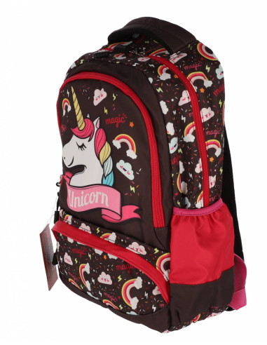 SWUNICOR01,Ghiozdan scoala Pigna, pentru clasa 0, 3 fermoare, motiv Unicorn, Negru SWUNICOR01,Ghiozdan scoala Pigna, pentru clasa 0, 3 fermoare, motiv Unicorn, Negru