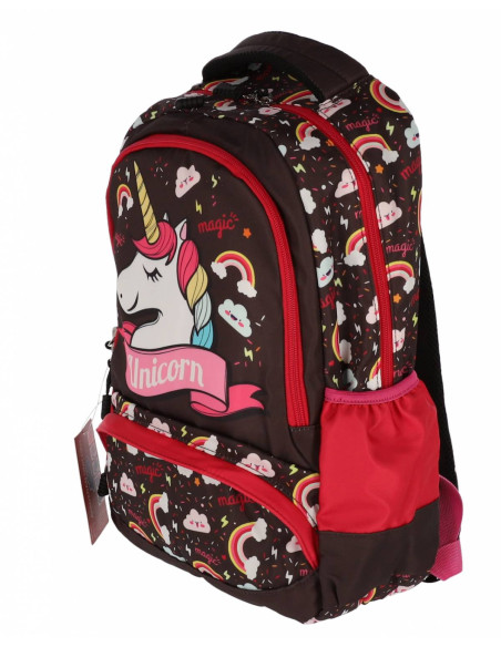 SWUNICOR01,Ghiozdan scoala Pigna, pentru clasa 0, 3 fermoare, motiv Unicorn, Negru SWUNICOR01,Ghiozdan scoala Pigna, pentru clasa 0, 3 fermoare, motiv Unicorn, Negru