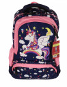 SWUNICOR06,Ghiozdan scoala Pigna pentru clasa 0, 3 fermoare, motiv Unicorn, Bleu star