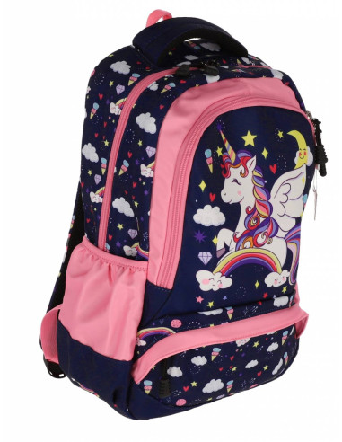 SWUNICOR06,Ghiozdan scoala Pigna pentru clasa 0, 3 fermoare, motiv Unicorn, Bleu star SWUNICOR06,Ghiozdan scoala Pigna pentru clasa 0, 3 fermoare, motiv Unicorn, Bleu star