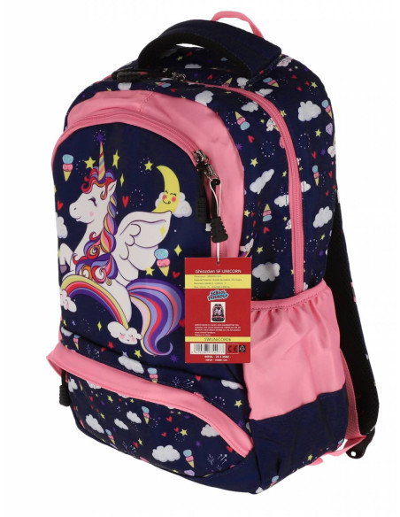 SWUNICOR06,Ghiozdan scoala Pigna pentru clasa 0, 3 fermoare, motiv Unicorn, Bleu star SWUNICOR06,Ghiozdan scoala Pigna pentru clasa 0, 3 fermoare, motiv Unicorn, Bleu star