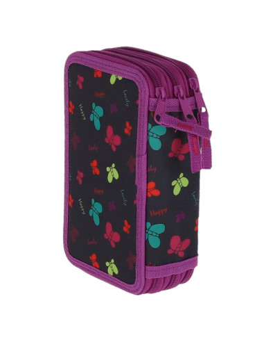 MCPE3FCK07,Penar neechipat 3 fermoare fluturi mov pigna