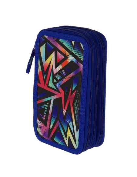 MCPE3FCK11,Penar neechipat 3 fermoare geometric albastru pigna