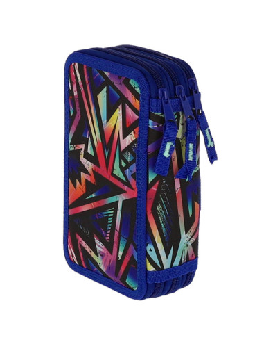 MCPE3FCK11,Penar neechipat 3 fermoare geometric albastru pigna