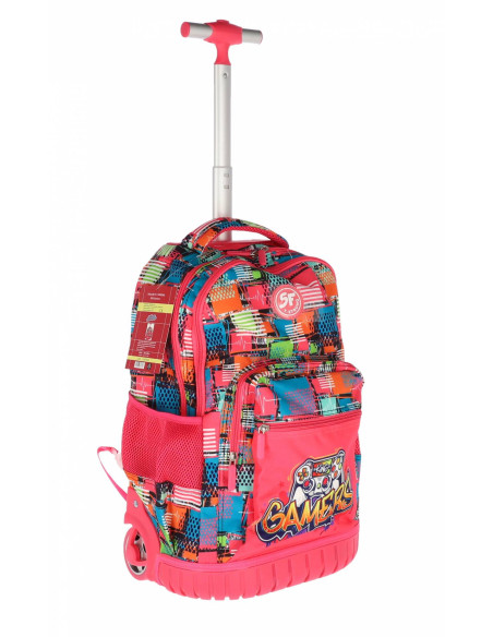 LE48TR03,Ghiozdan troller strong roz pigna