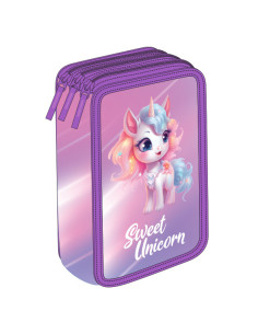 MCPE3F3306,Penar echipat 33 piese 3 fermoare unicorn roz pigna