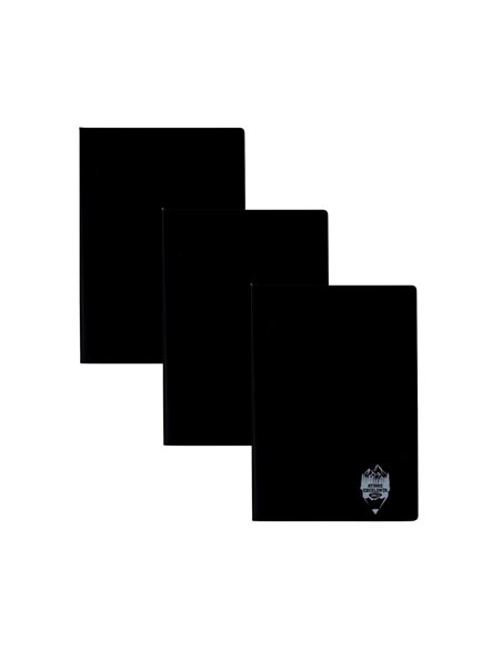 Set 3 x Caiet Daco A4, 60 file, 70g/mp, dictando, coperta plastic, Negru