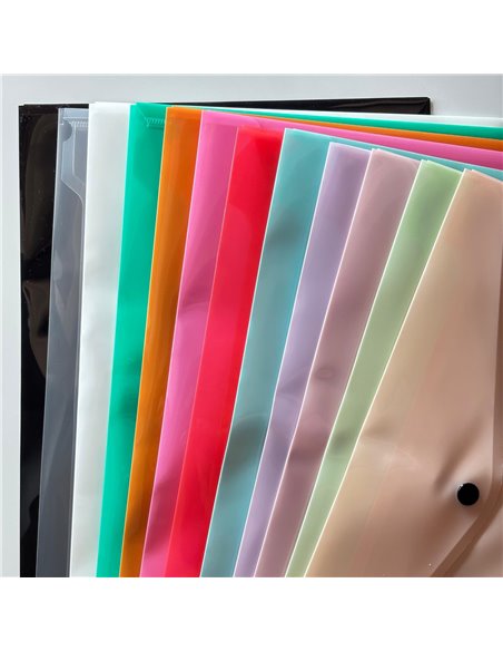 Set 12 x Mapa plastic cu capsa A4  Daco, 200 microni, Culori pastel