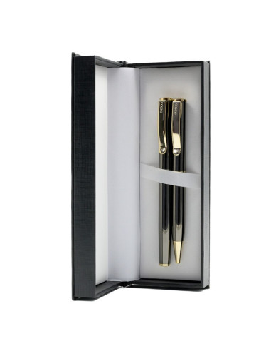 S2474,Set cadou - Stilou cu Pix CESCO Classic 830019 CL-05, corp metalic, clips auriu, Maro