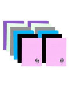 Set 12 caiete DACO A5, 48 file, 70 g/mp, dictando, coperta plastic, Culori asortate
