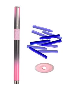 Stilou metalic cu cernala termosensibila, radiera si rezerve, Motiv chrome, Roz