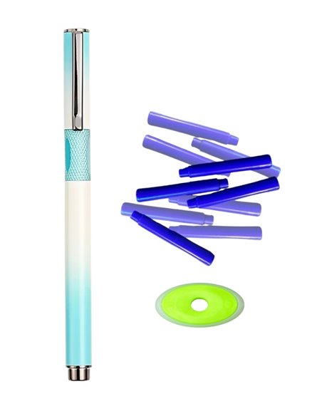 Stilou metalic cu cernala termosensibila, radiera si rezerve, Motiv chrome, Verde